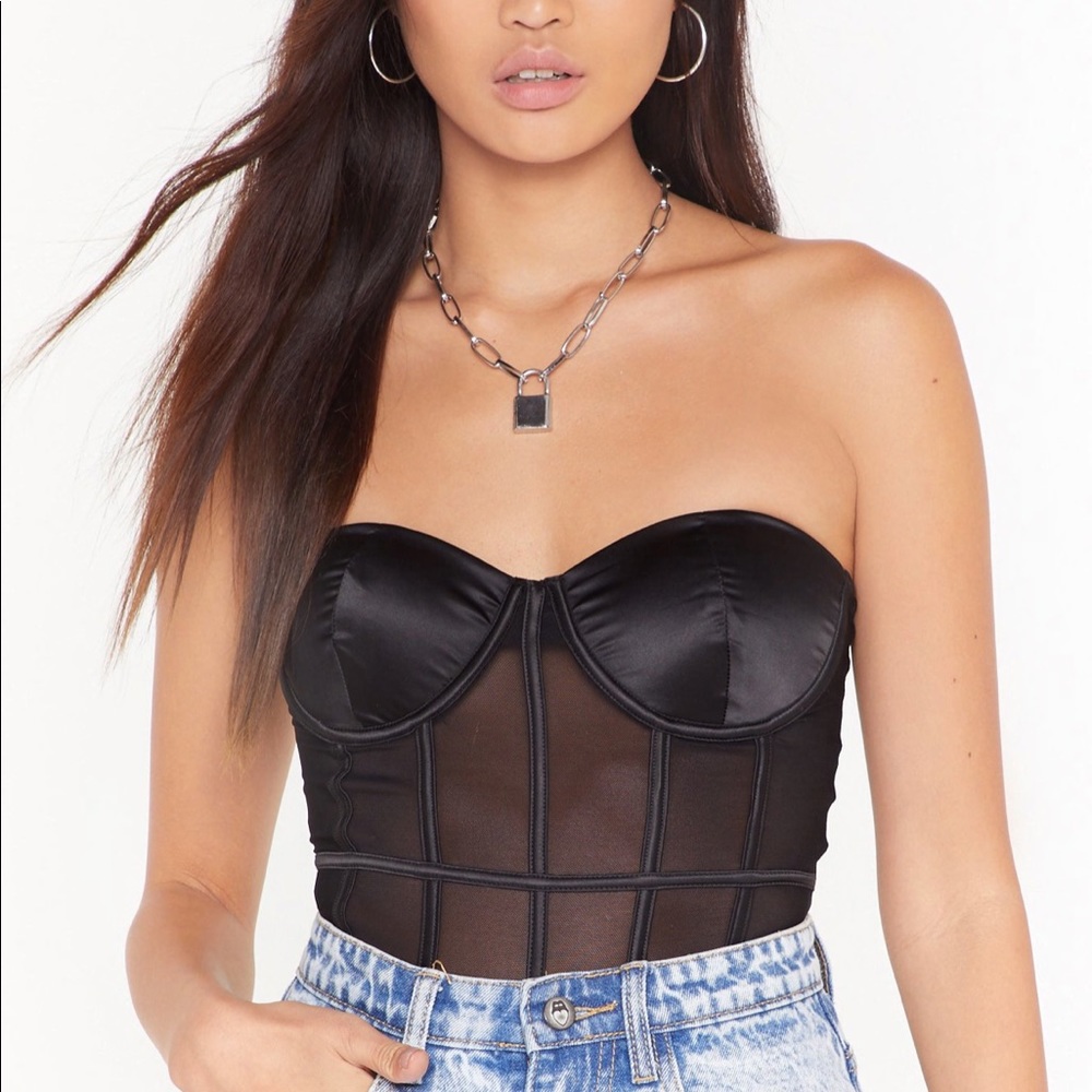 Nasty Gal Mesh Corset Bodysuit